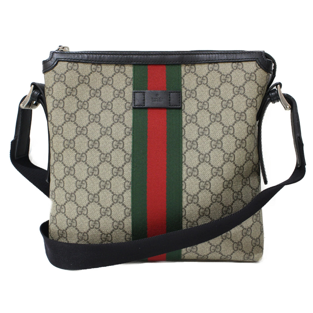 GUCCI GG Supreme Sherry Messenger Bag Beige Brown Canvas Shoulder